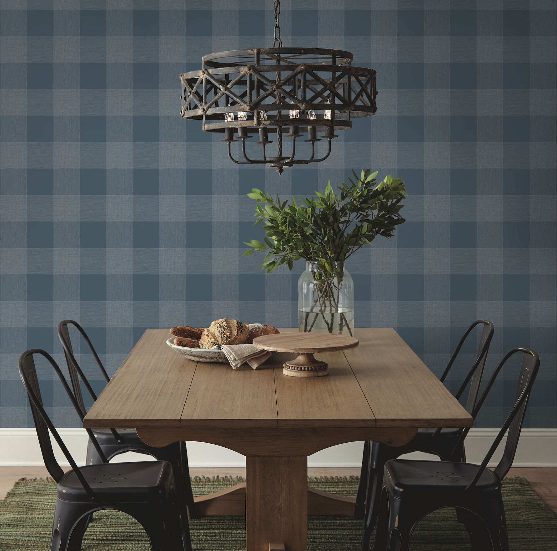 Common Thread Navy & White Wallpaper, by York Wall, 33' length x 1'8.5" width x 0.02" depth View 3