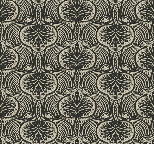 Lotus Palm Off White & Black Wallpaper