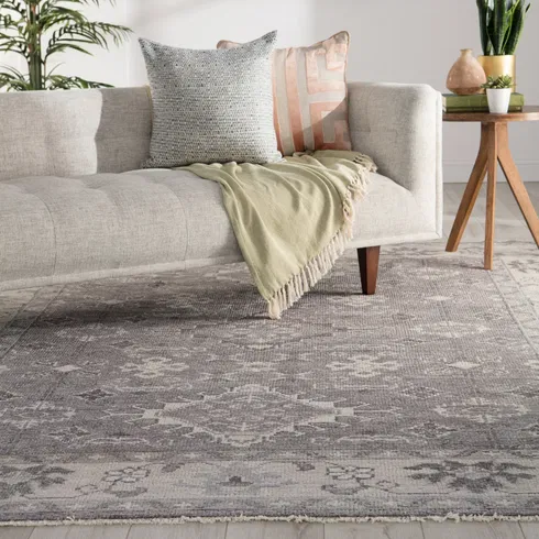 Rivas Hand-Knotted Medallion Gray Area Rug