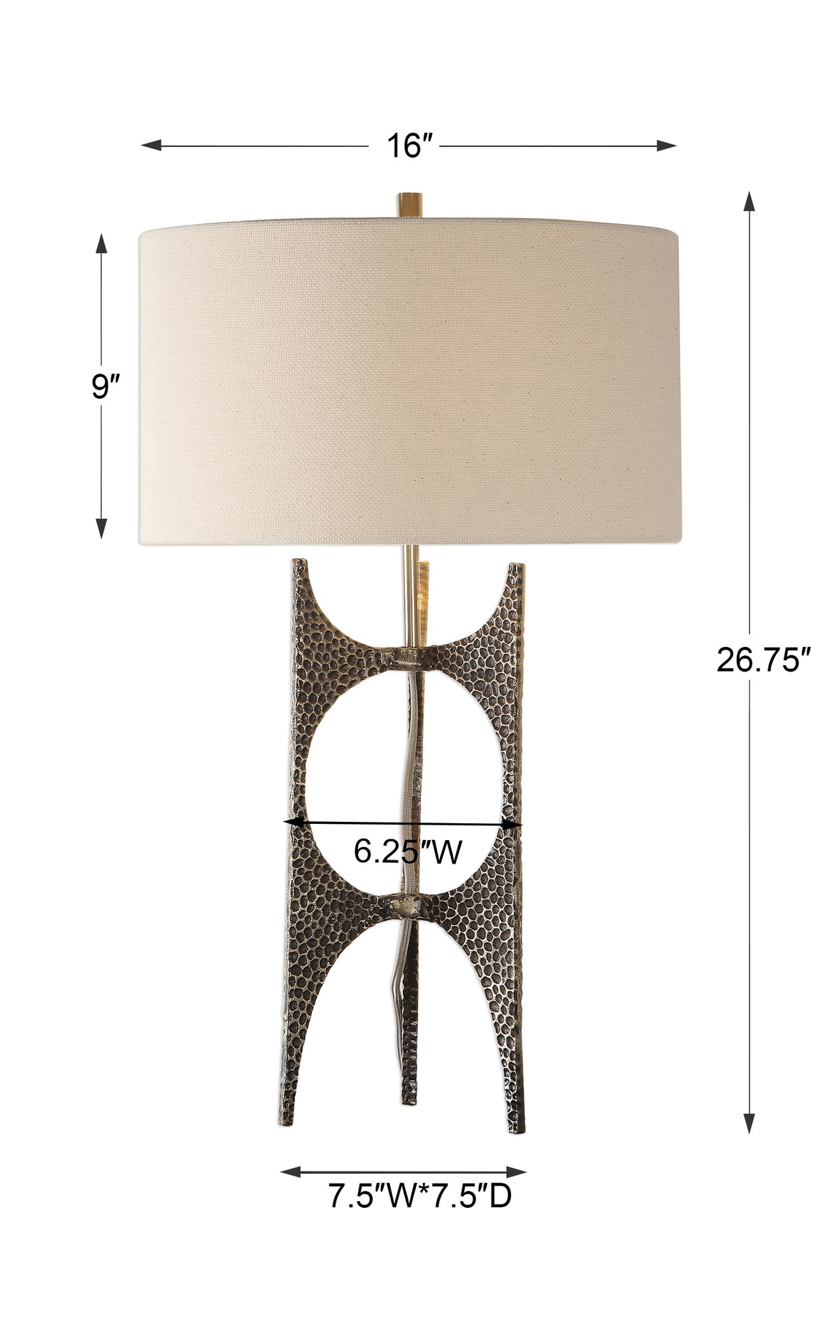 Goldia Antique Bronze Lamp, by Uttermost, 1'4" width x 2'2.75" height x 1'4" depth View 3