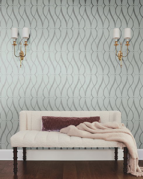 Graceful Geo Spa & Silver Wallpaper