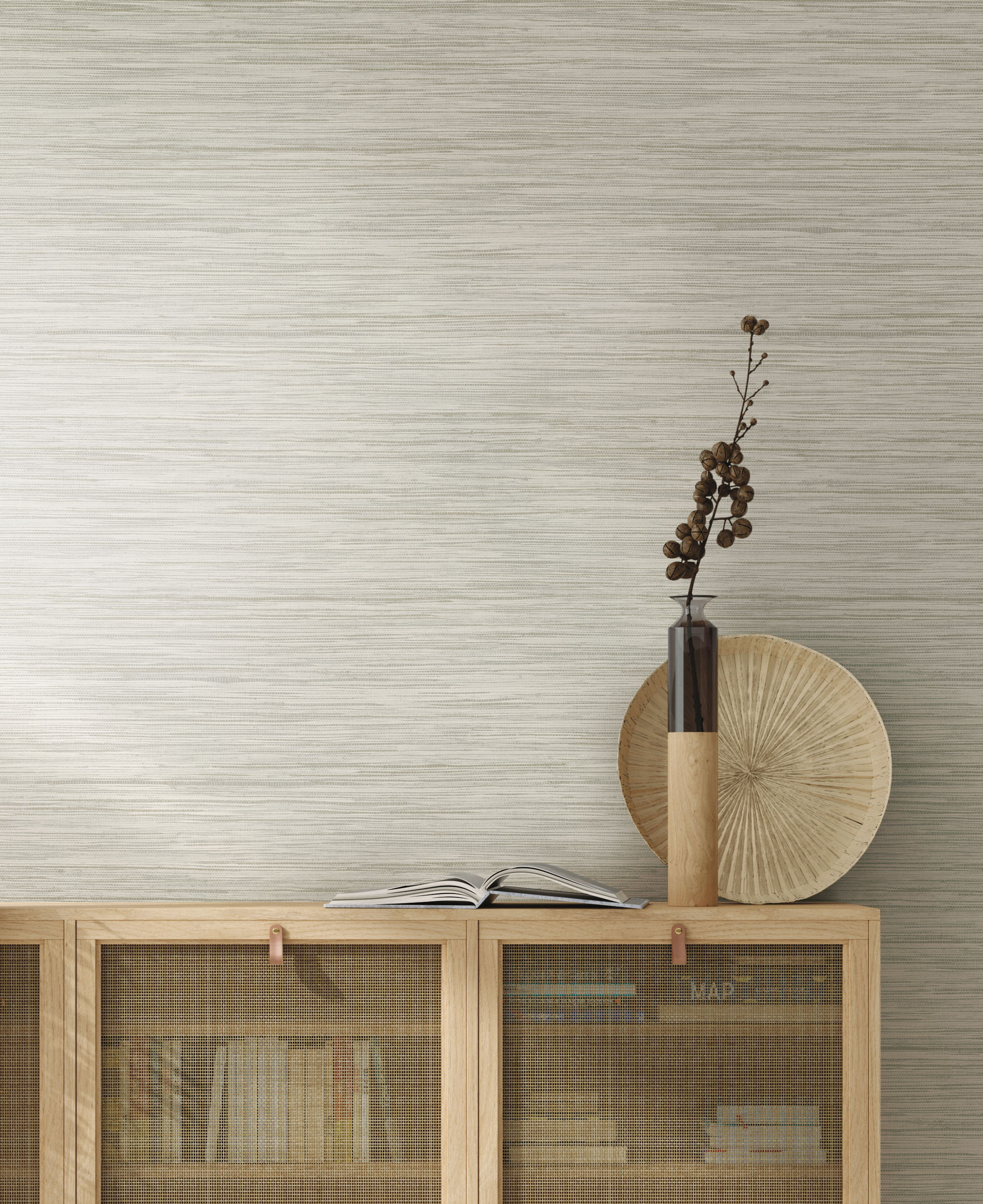 Bahia Grass Off White Peel & Stick Wallpaper, by York Wall, 20' length x 2'3" width x 0.02" depth View 2
