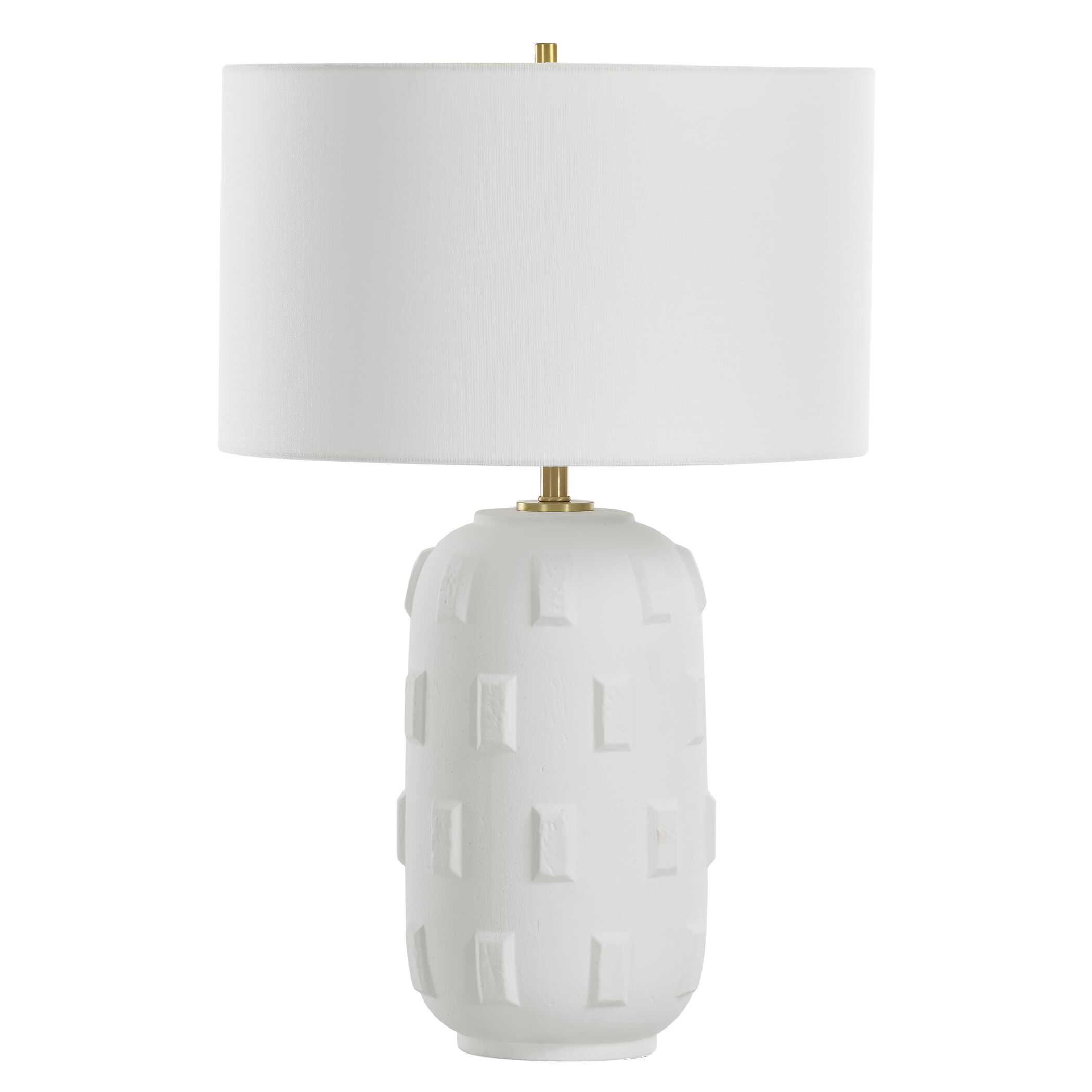 Emerie Textured White Table Lamp large image 