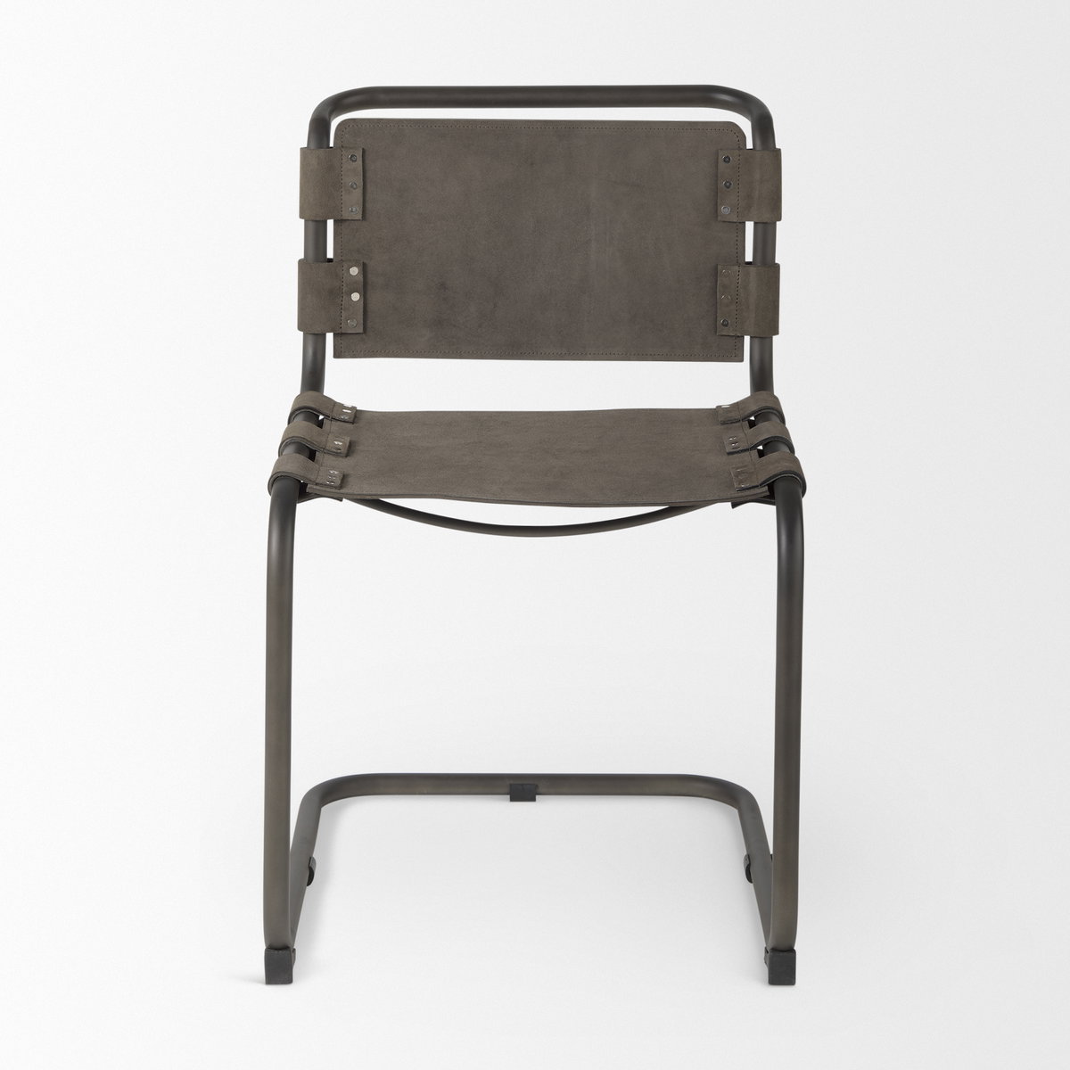 Berbick Open Back Dining Side Chair | Gray Suede with Iron, Dining Chair by Mercana, 20.5" length x 24" width x 33" height View 3