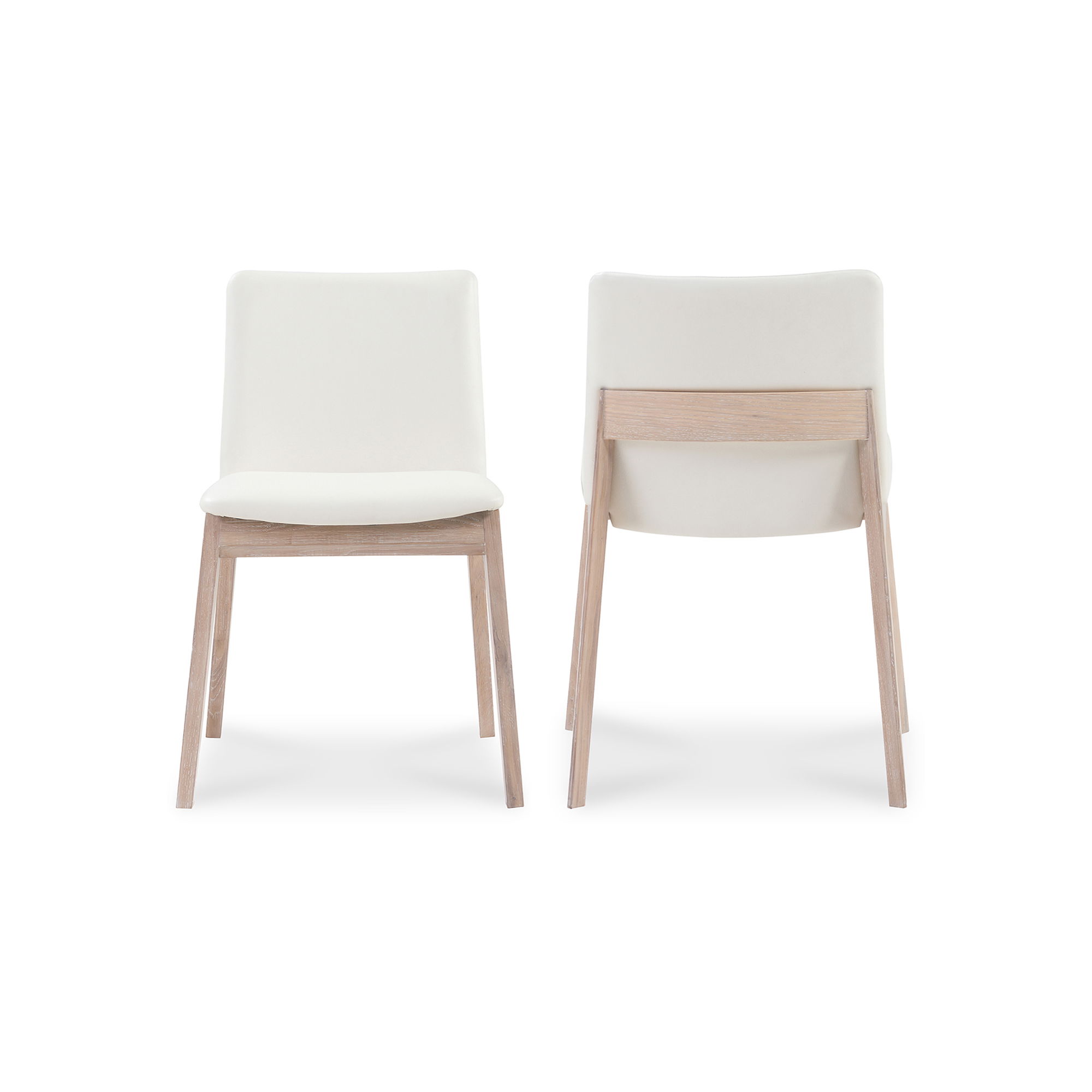 Deco Oak Dining Chair Cream White Pvc - Set Of Two, by Moe's Home, 21.25" width x 31.1" height x 21.25" depth View 3