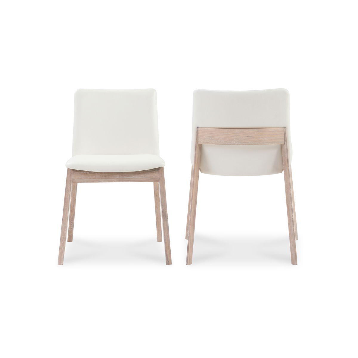 Deco Oak Dining Chair Cream White Pvc - Set Of Two, by Moe's Home, 21.25" width x 31.1" height x 21.25" depth View 3