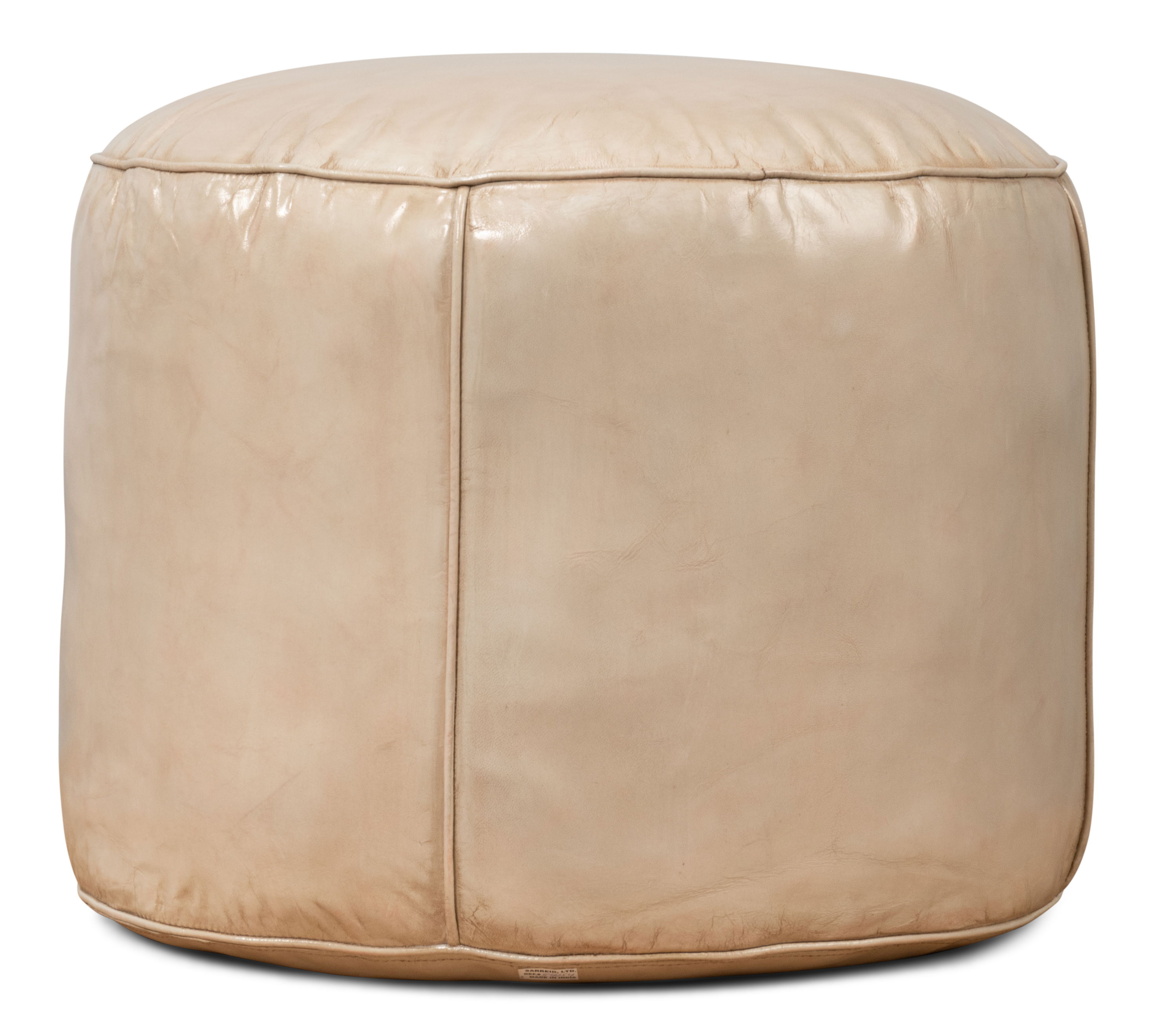 Soccerball Stool, Taupe Leather, Seating by Sarreid, 22" length x 22" width x 18" height View 4