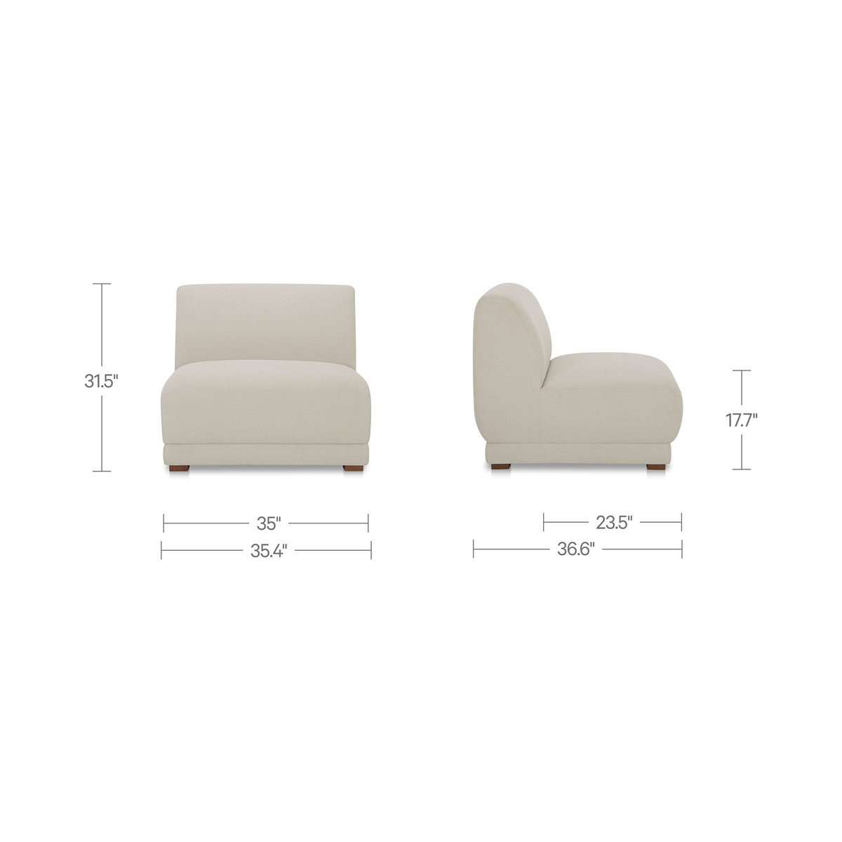 Fraser Slipper Chair Off White, Accent Chair by Moe's Home, 35.4" width x 31.5" height x 36.6" depth View 8