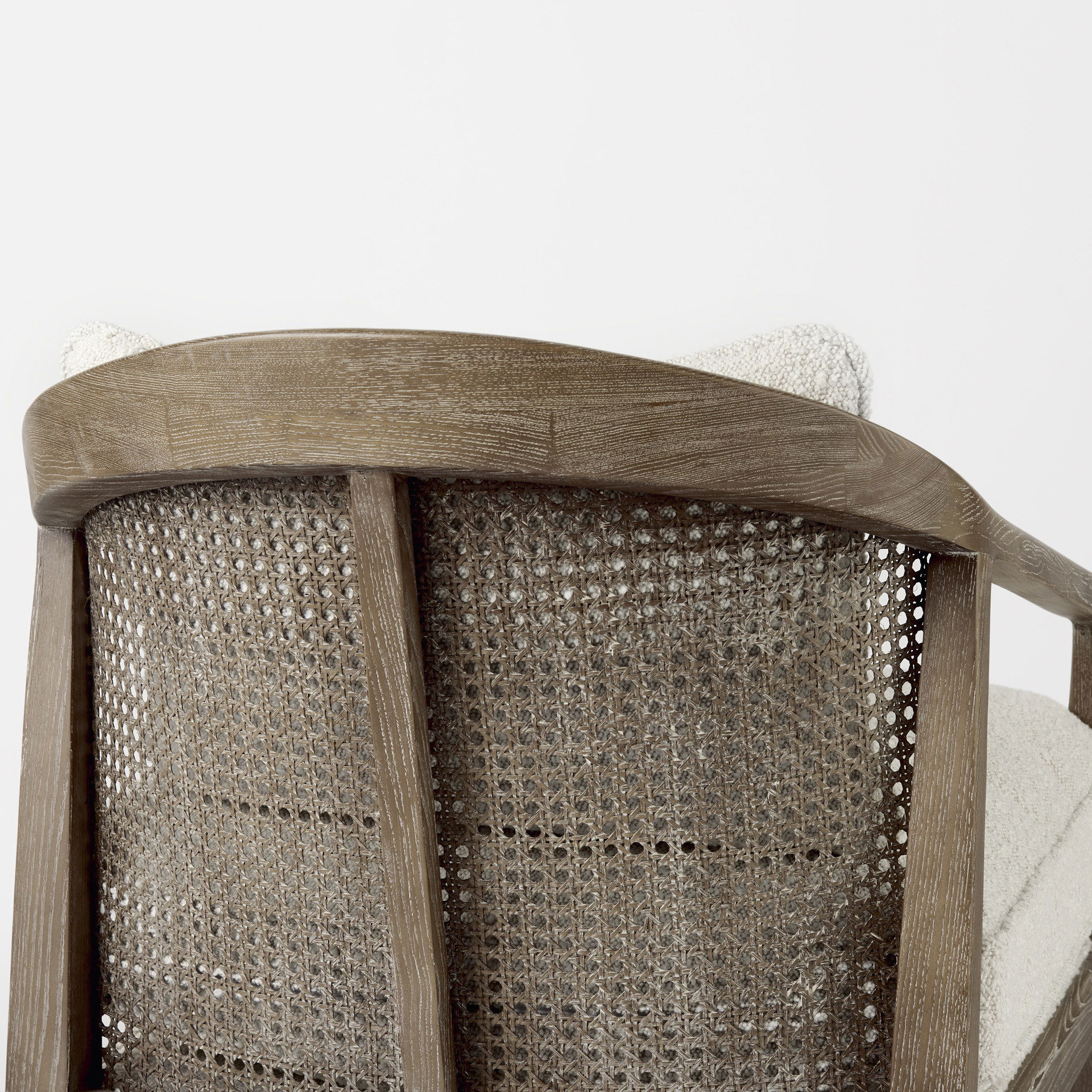 Landon  Light Brown Wood with Cream Fabric Seat and Cane Back Accent Chair large image 