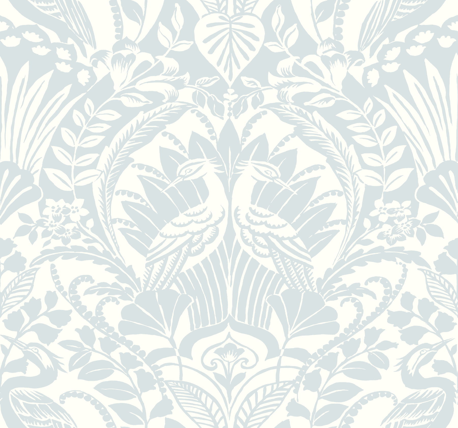 Egret Damask Blue Wallpaper large image 