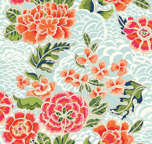 Zen Garden Blue Peel & Stick Wallpaper
