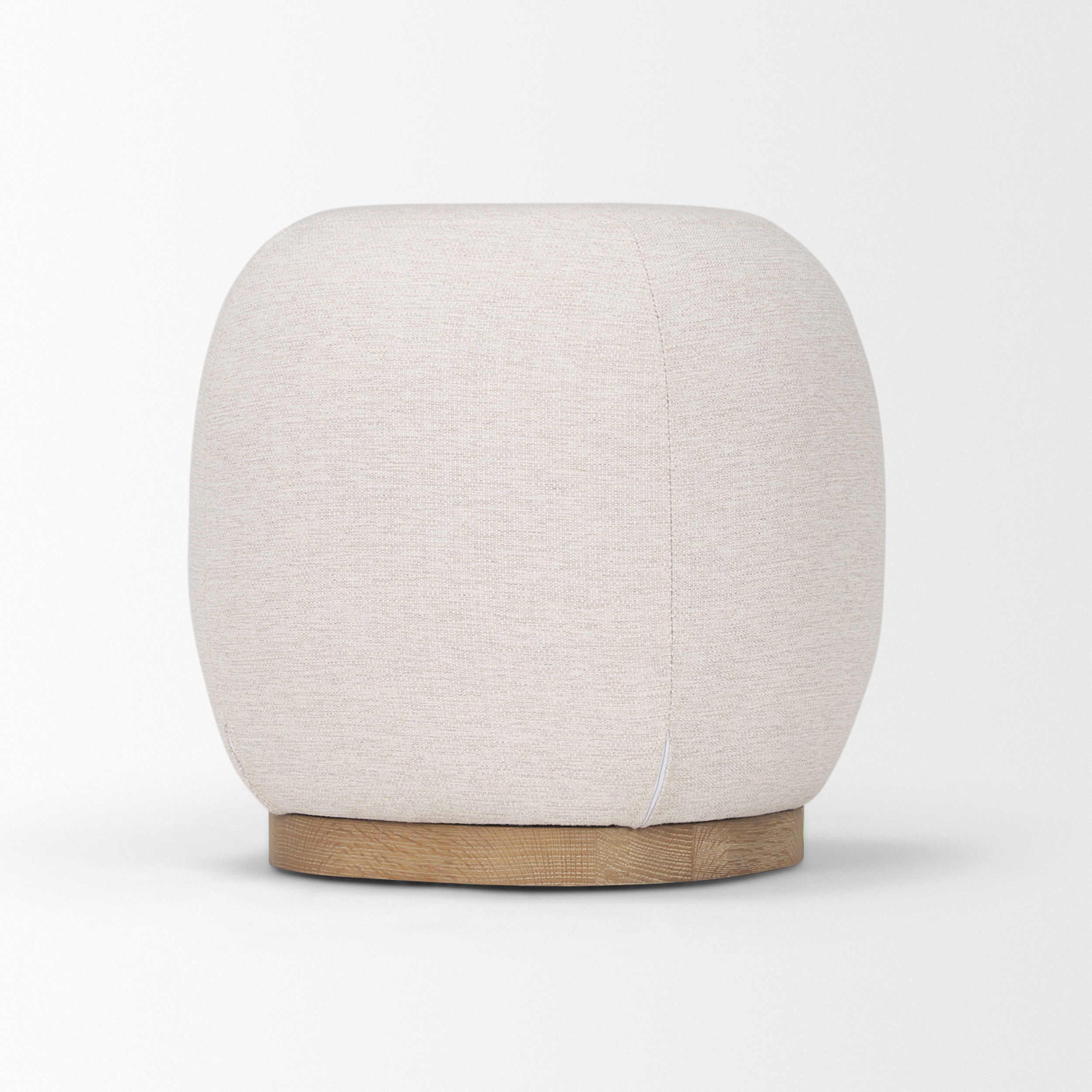 Siren Cream Fabric with Light Brown Wood Round Accent Stool large image 