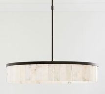 Online Designer Kitchen Windham Alabaster Tile Round Chandelier, Bronze