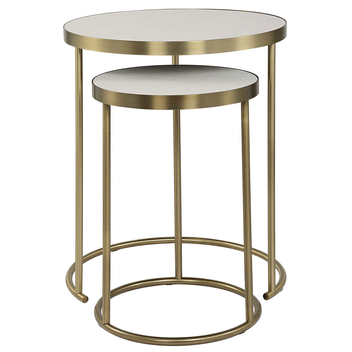 Aragon White Nesting Tables Set/2, Side & End Table by Uttermost, 19.5" width x 24" height x 19.5" depth View 5