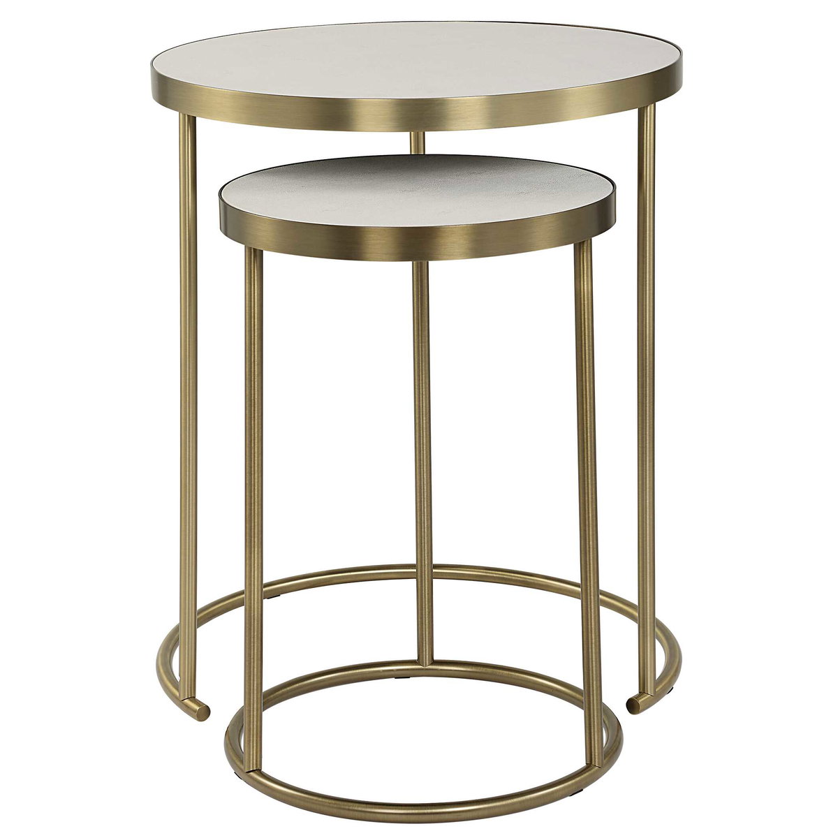 Aragon White Nesting Tables Set/2, Side & End Table by Uttermost, 19.5" width x 24" height x 19.5" depth View 5