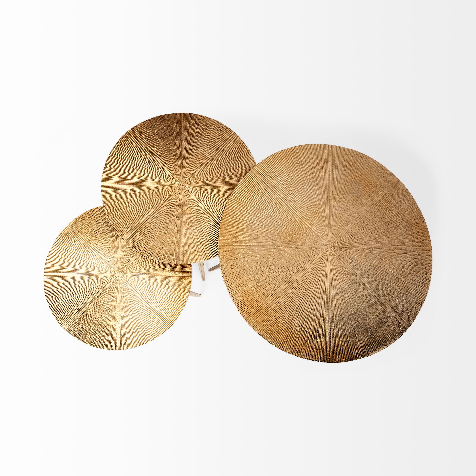 Reva III (Small) 16L x 16W Gold Round Top Cast Aluminum Accent Table, Side & End Table by Mercana, 16.25" length x 16.25" width x 17" height View 7