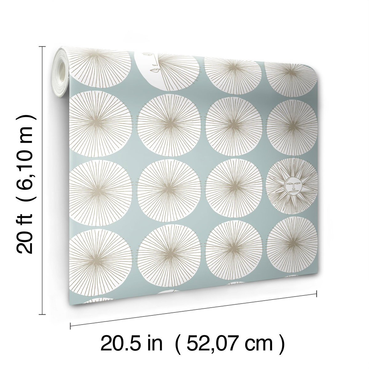 Soho Starburst Light Blue Peel & Stick Wallpaper, by York Wall, 20' length x 1'8.5" width x 0.02" depth View 8