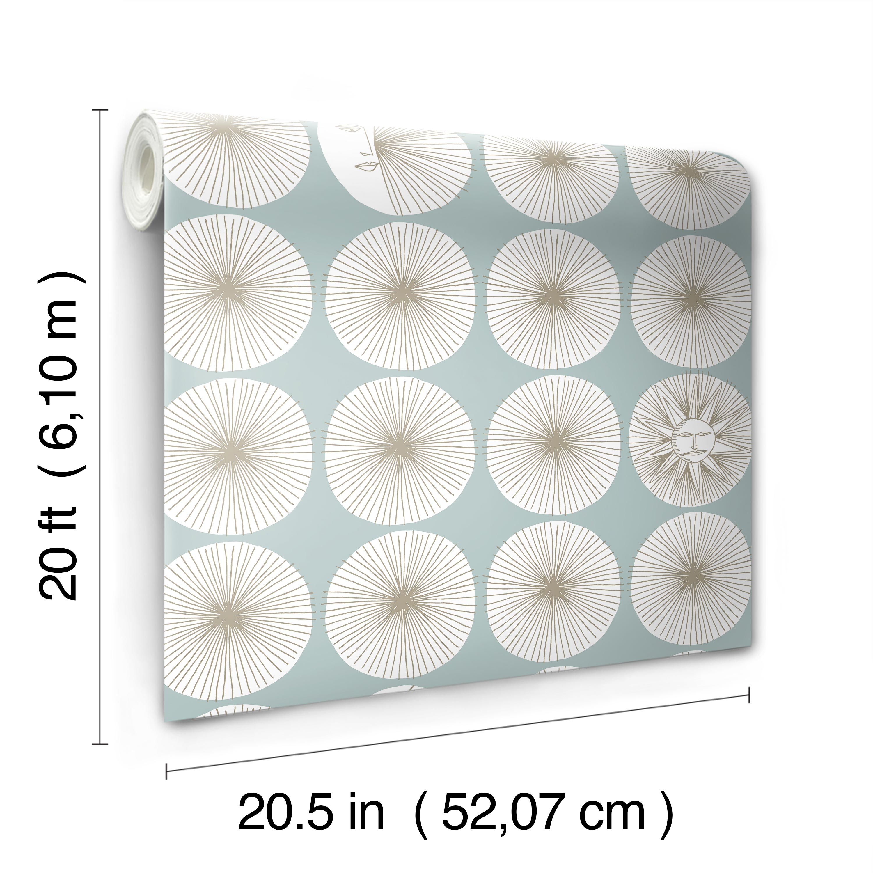 Soho Starburst Light Blue Peel & Stick Wallpaper large image 