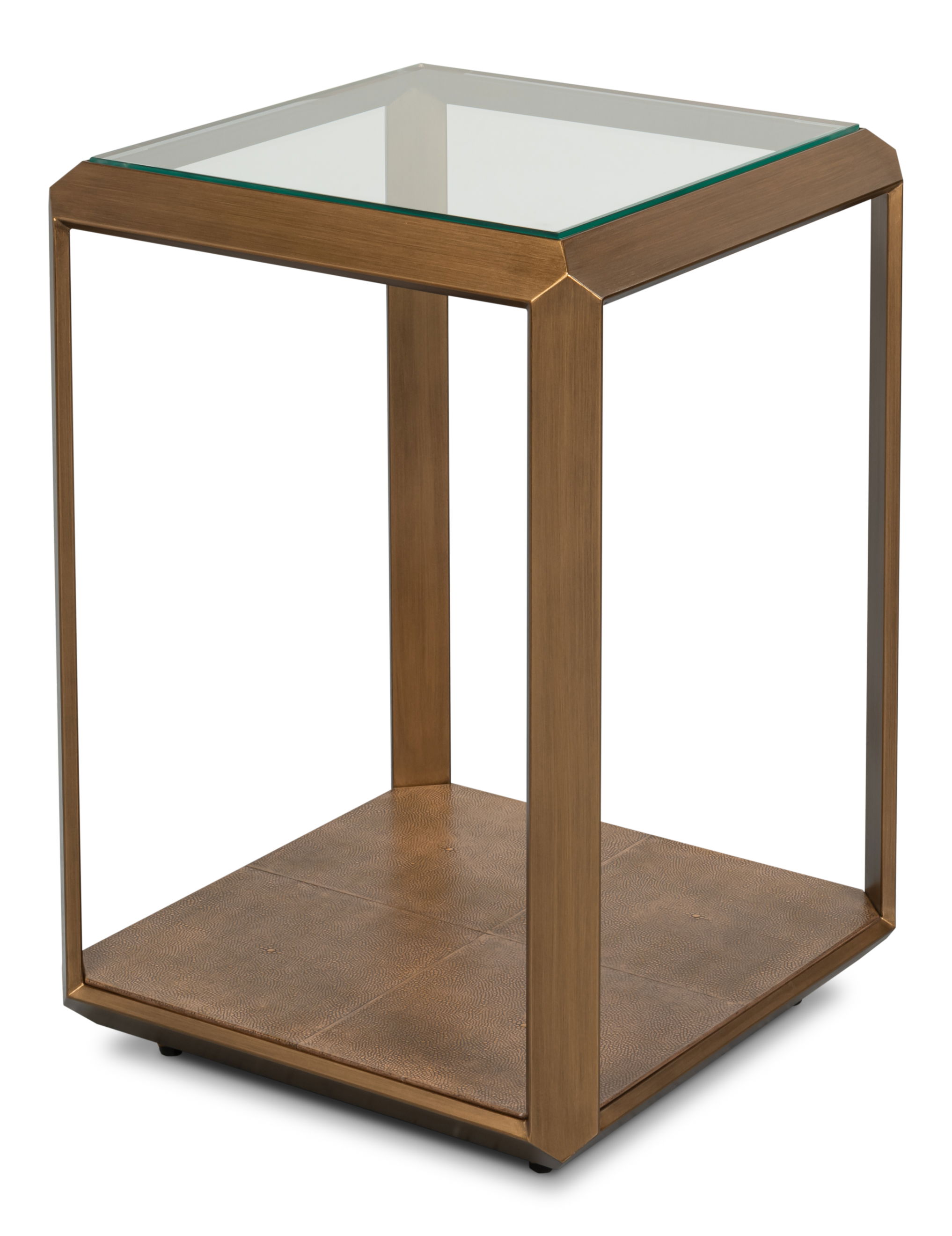 Gilbert Shagreen Side Table, Tawny Brown, Side & End Table by Sarreid, 18" length x 18" width x 24" height View 8