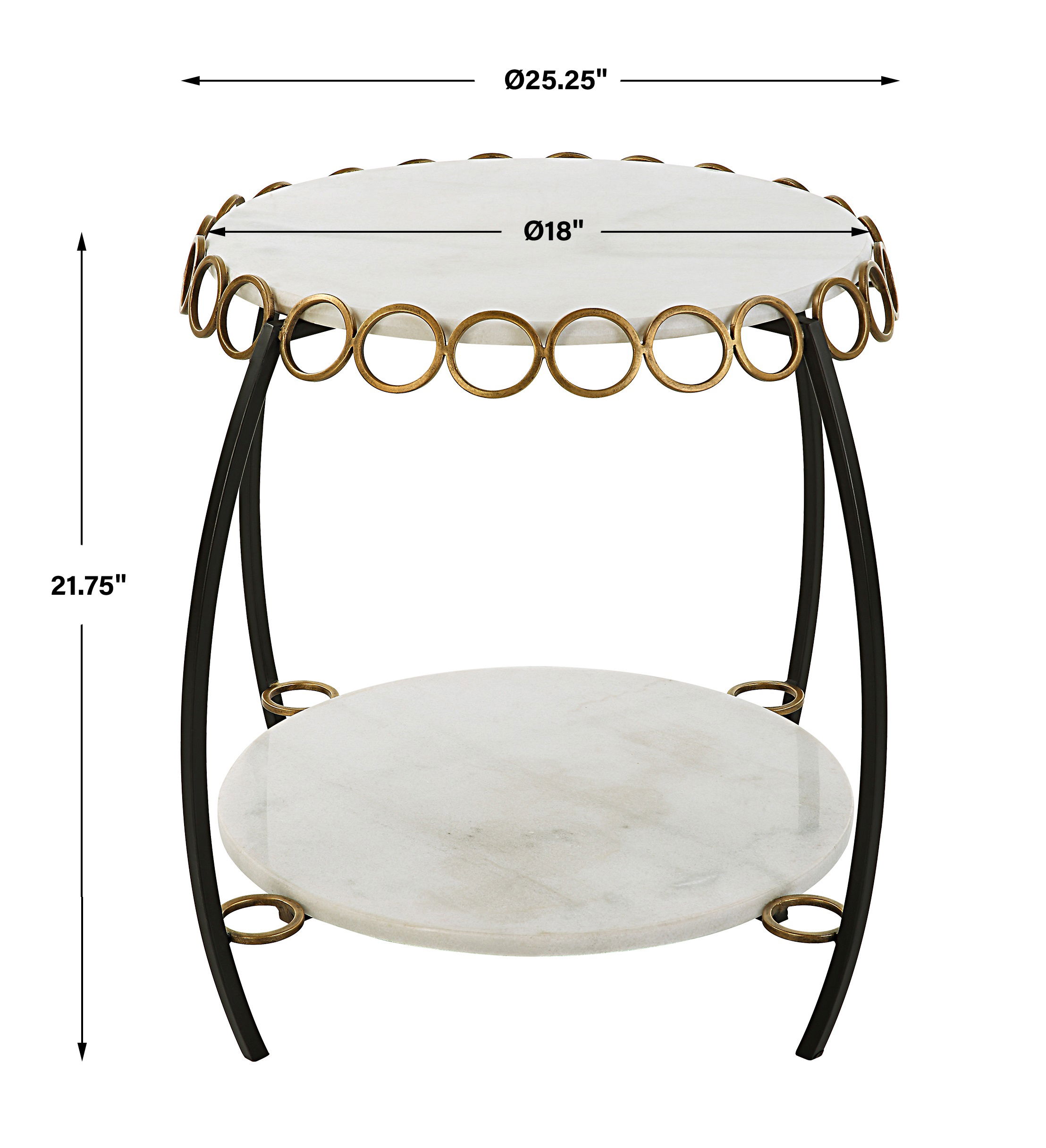 Chainlink White Marble Side Table, Furniture by Uttermost, 25.25" width x 21.75" height x 25.25" depth View 3