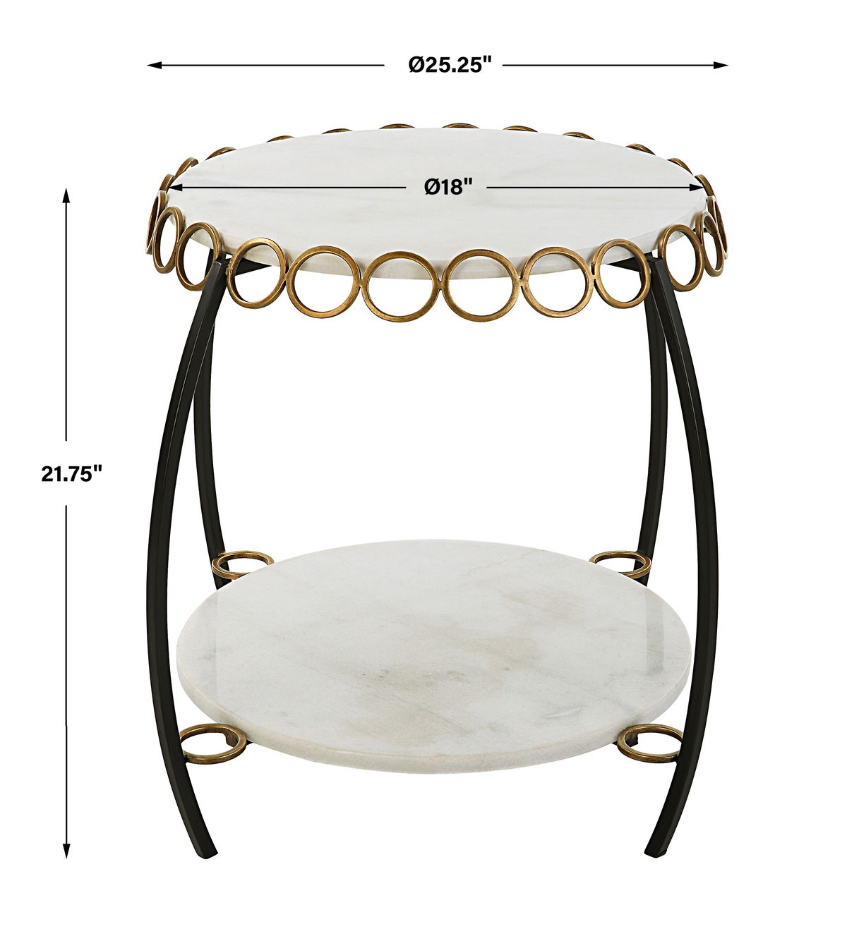 Chainlink White Marble Side Table, Side & End Table by Uttermost, 25.25" width x 21.75" height x 25.25" depth View 3