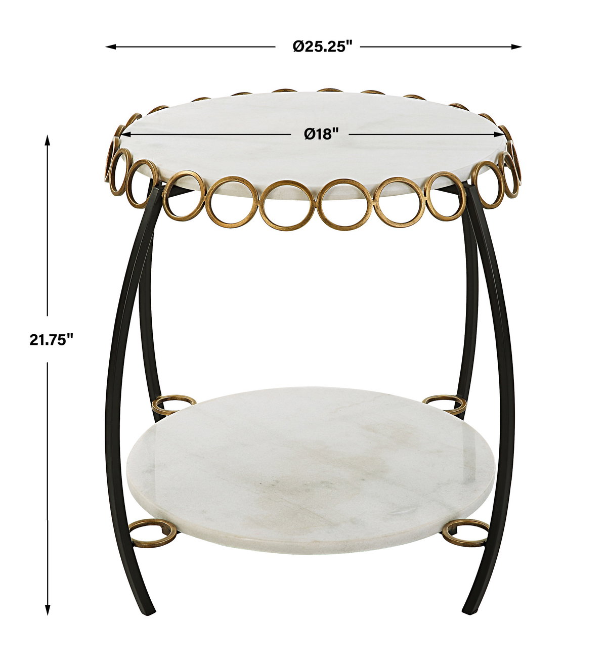 Chainlink White Marble Side Table, Side & End Table by Uttermost, 25.25" width x 21.75" height x 25.25" depth View 3