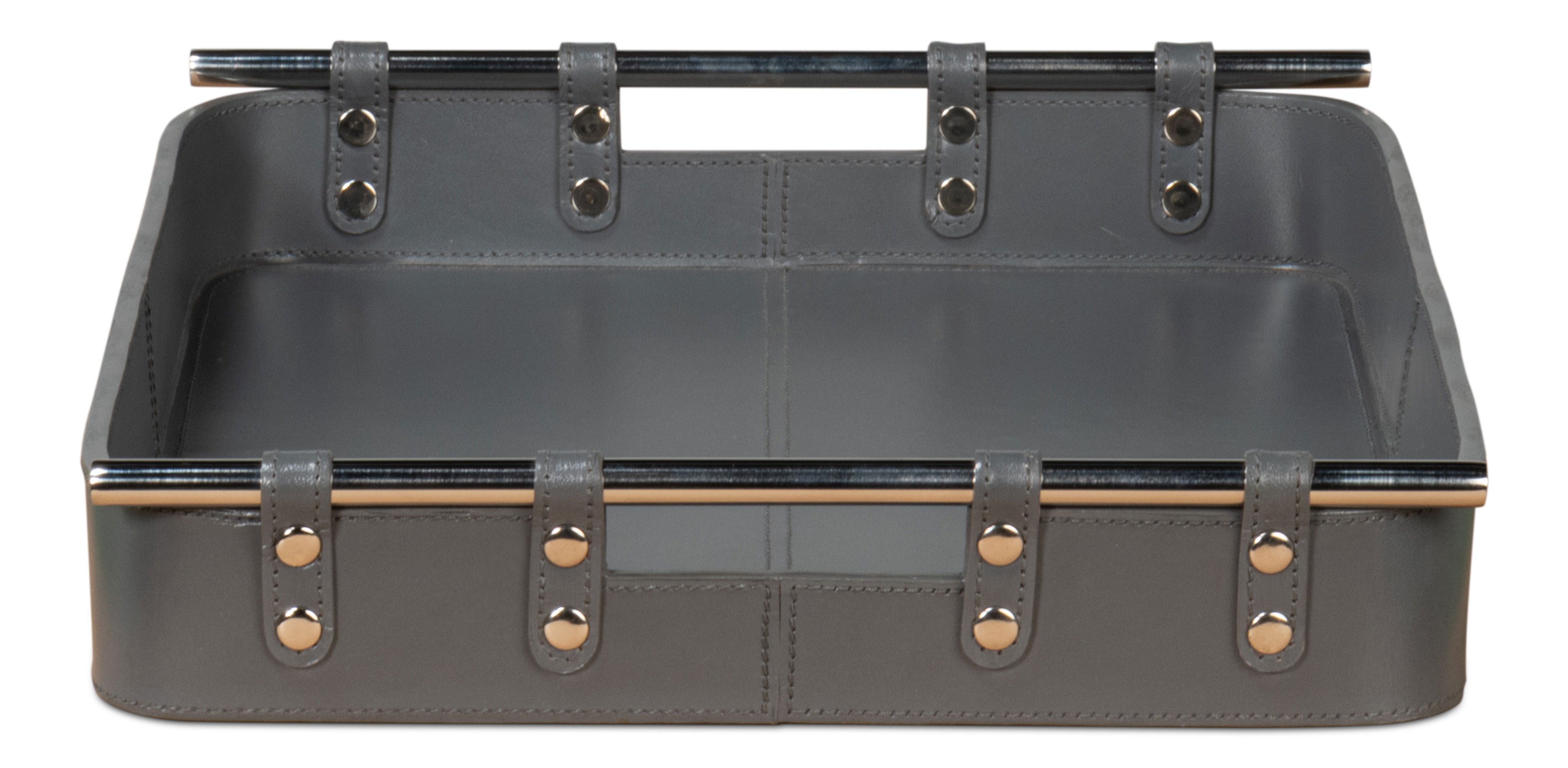 Safari Leather Tray, Quiet Shade, Decor by Sarreid, 19" length x 15" width x 2" height View 10
