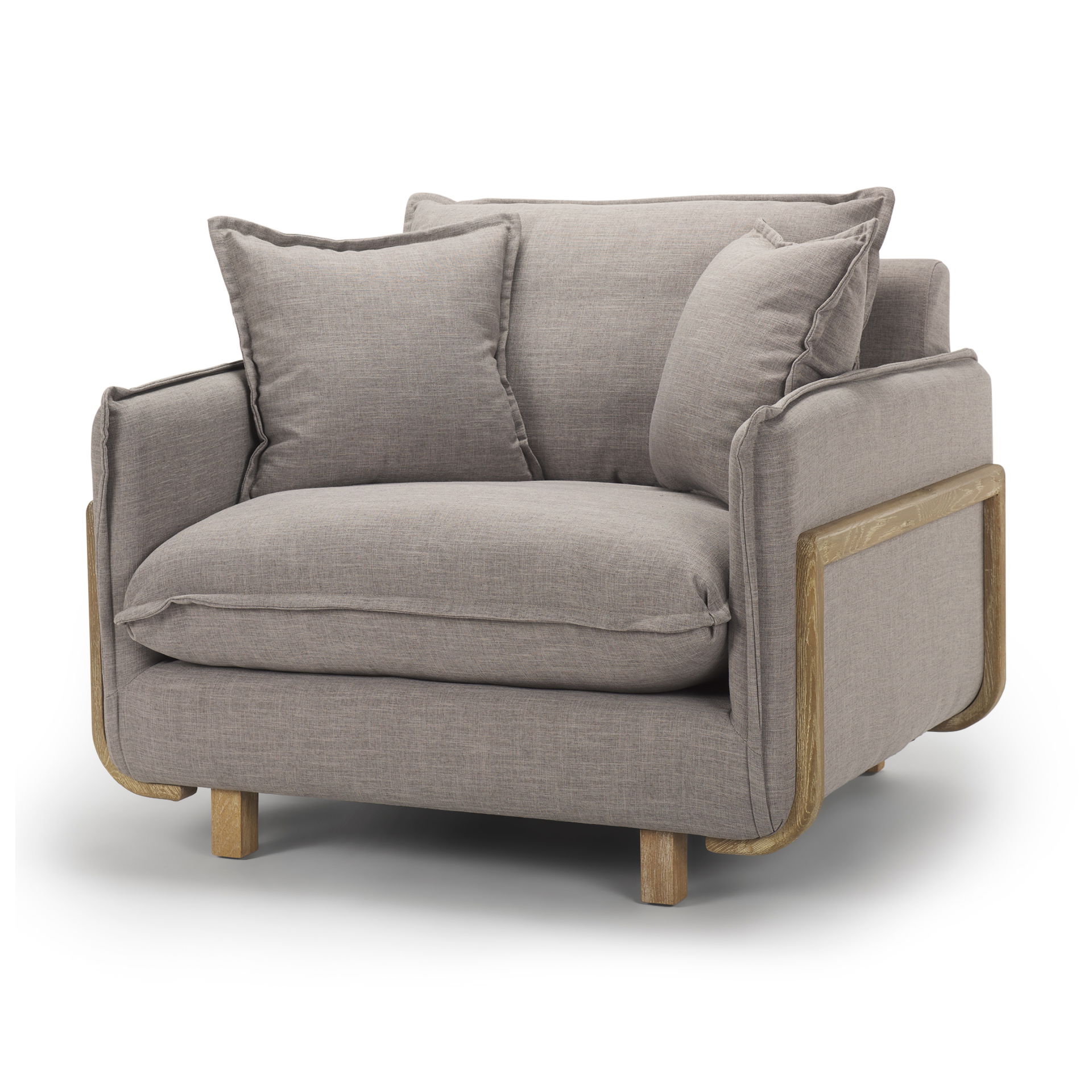 Roy II Flint Gray Upholstered and Brown Wood Frame Arm Chair large image 