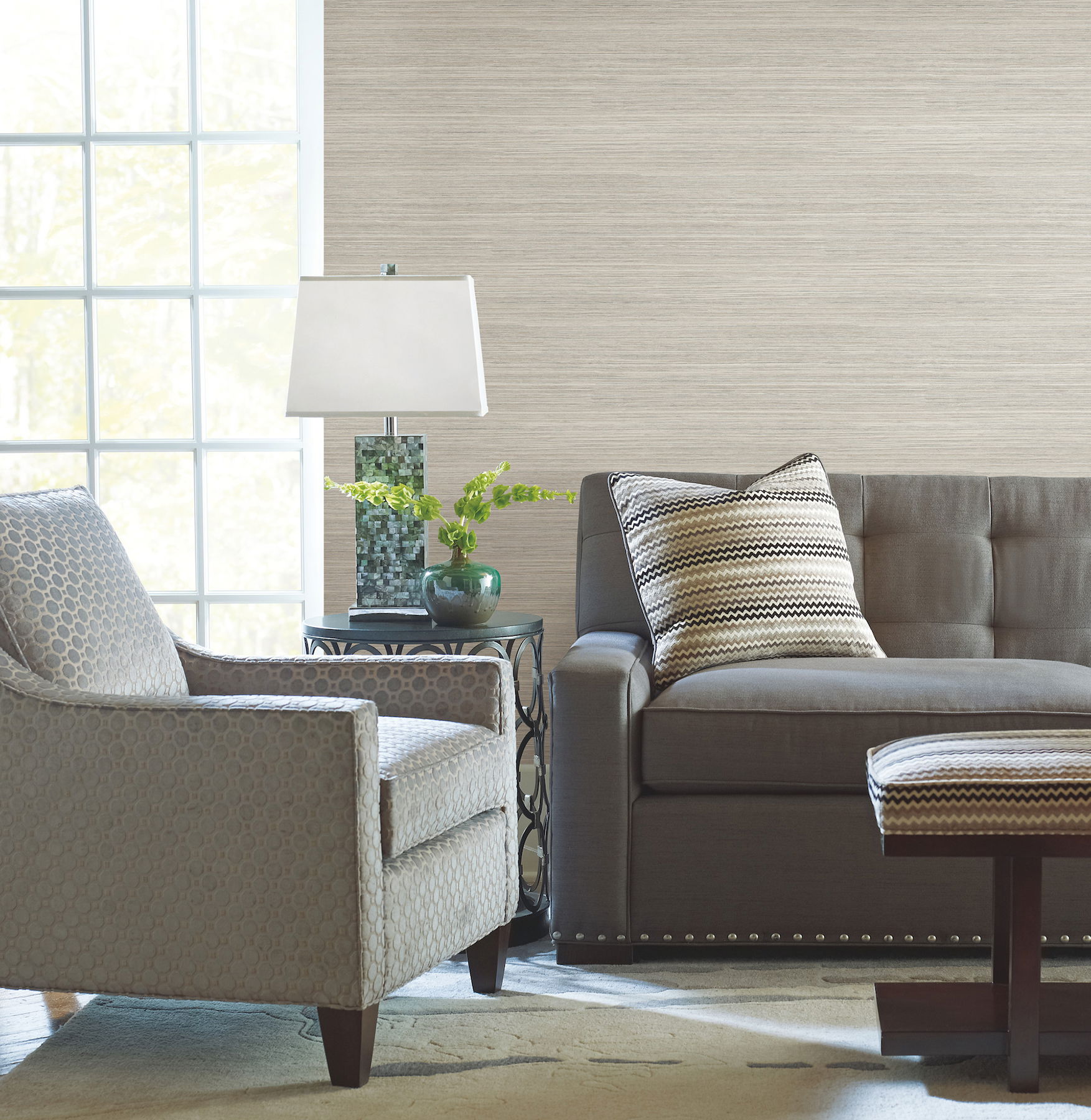 Cattail Weave Brown Peel & Stick Wallpaper large image 