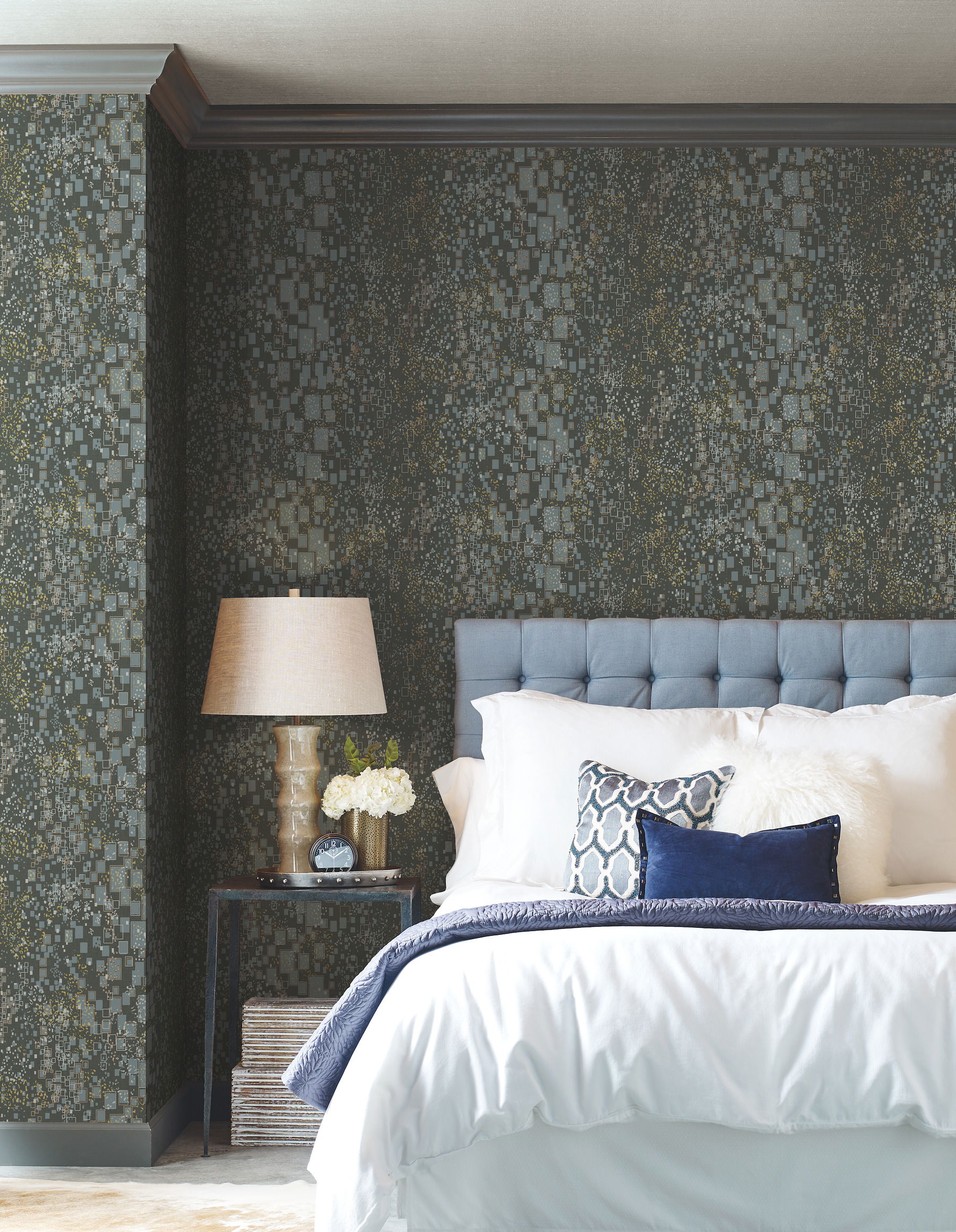 Gilded Confetti Charcoal Wallpaper, by York Wall, 27' length x 2'3" width x 0.02" depth View 2