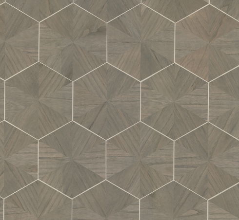 Hexagram Wood Veneer Brown Wallpaper