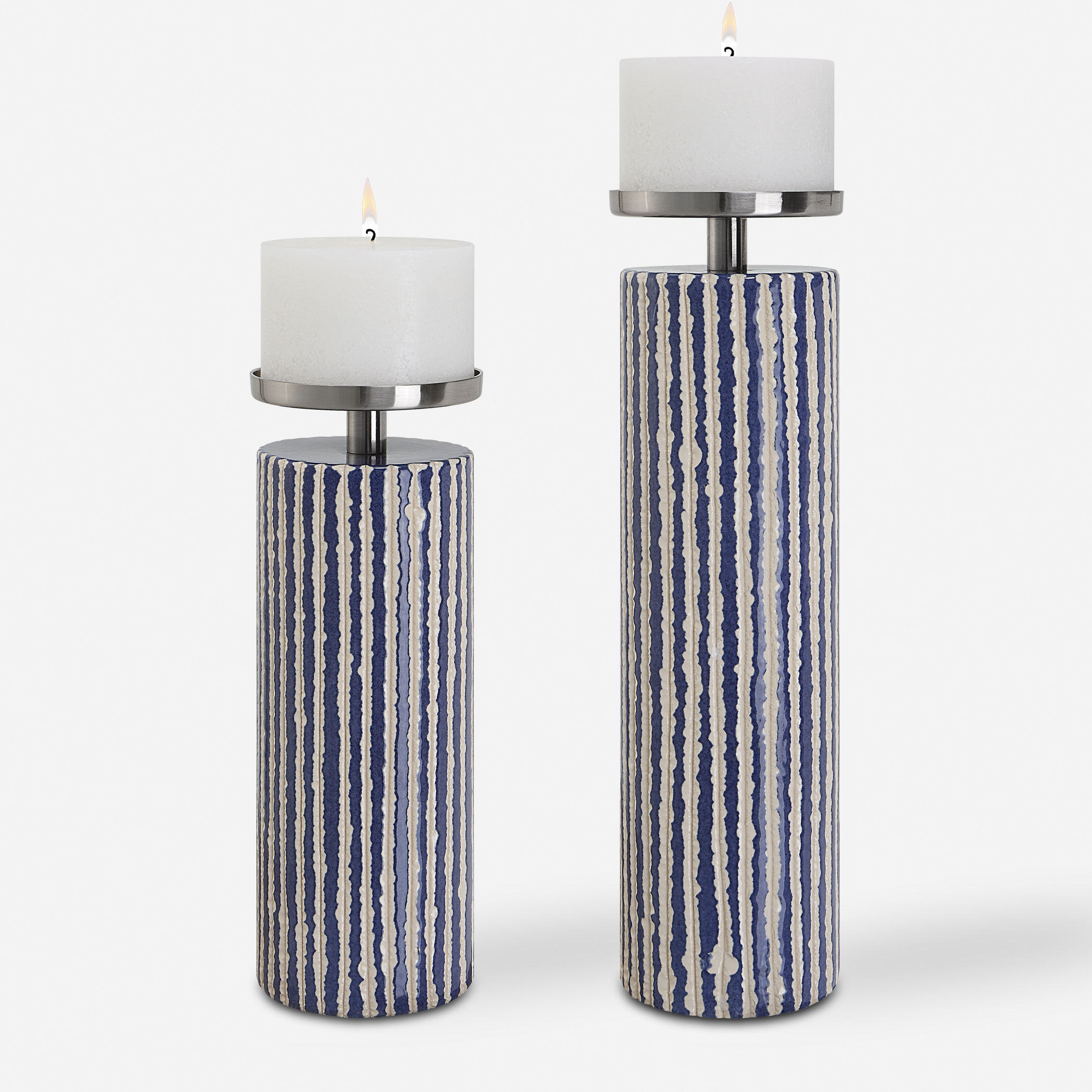 Havana Blue Candleholders, S/2 large image 