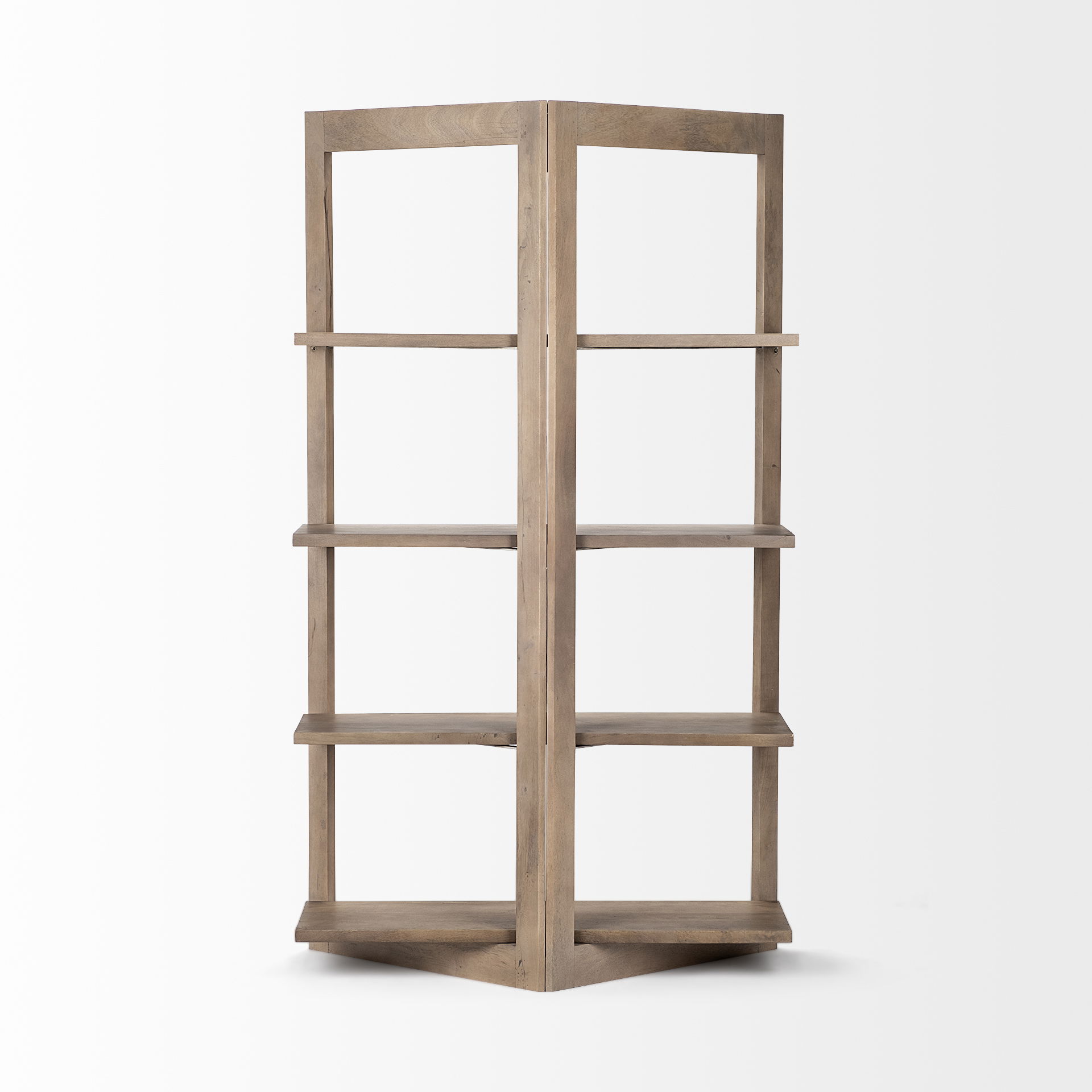 Turnbull I 42L x 16W x 72H Light Brown Wood Four Shelf Shelving Unit, Shelving & Bookcase by Mercana, 42" length x 16" width x 72" height View 5