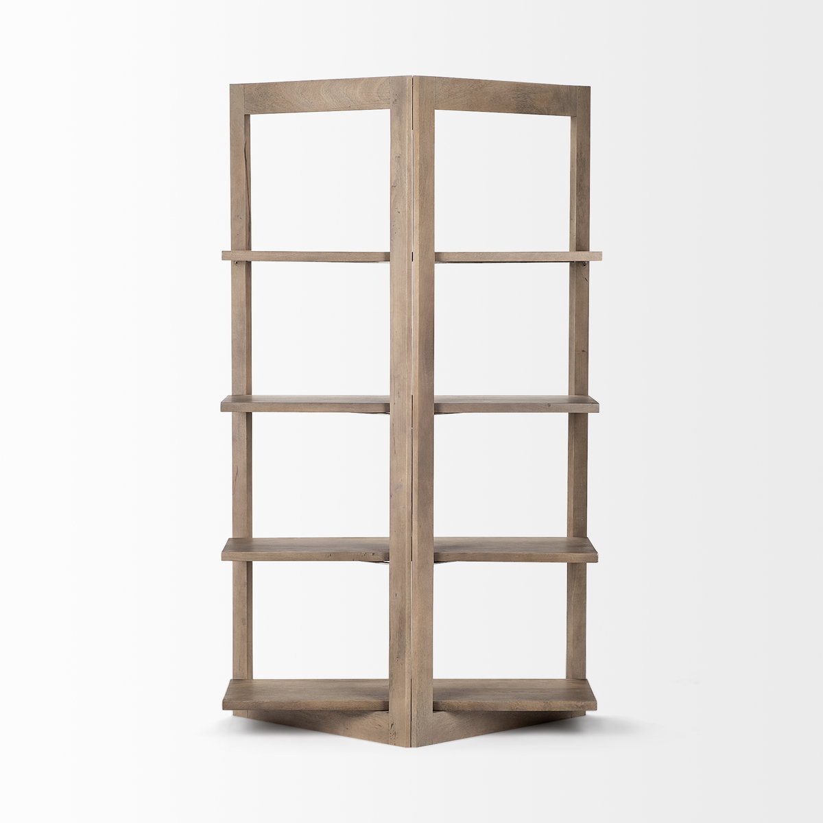 Turnbull I 42L x 16W x 72H Light Brown Wood Four Shelf Shelving Unit, Shelving & Bookcase by Mercana, 42" length x 16" width x 72" height View 5