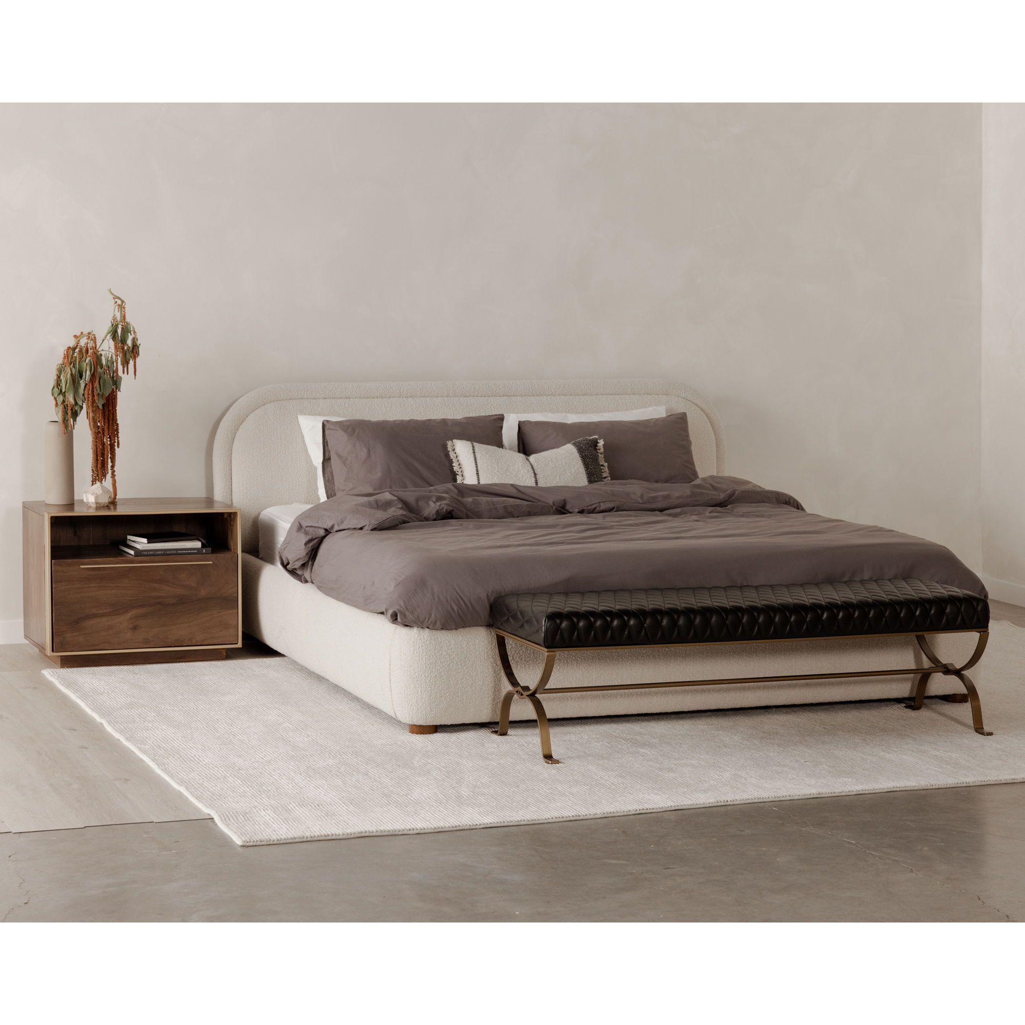 Colin King Bed Oatmeal, by Moe's Home, 85.5" width x 40" height x 86" depth View 13