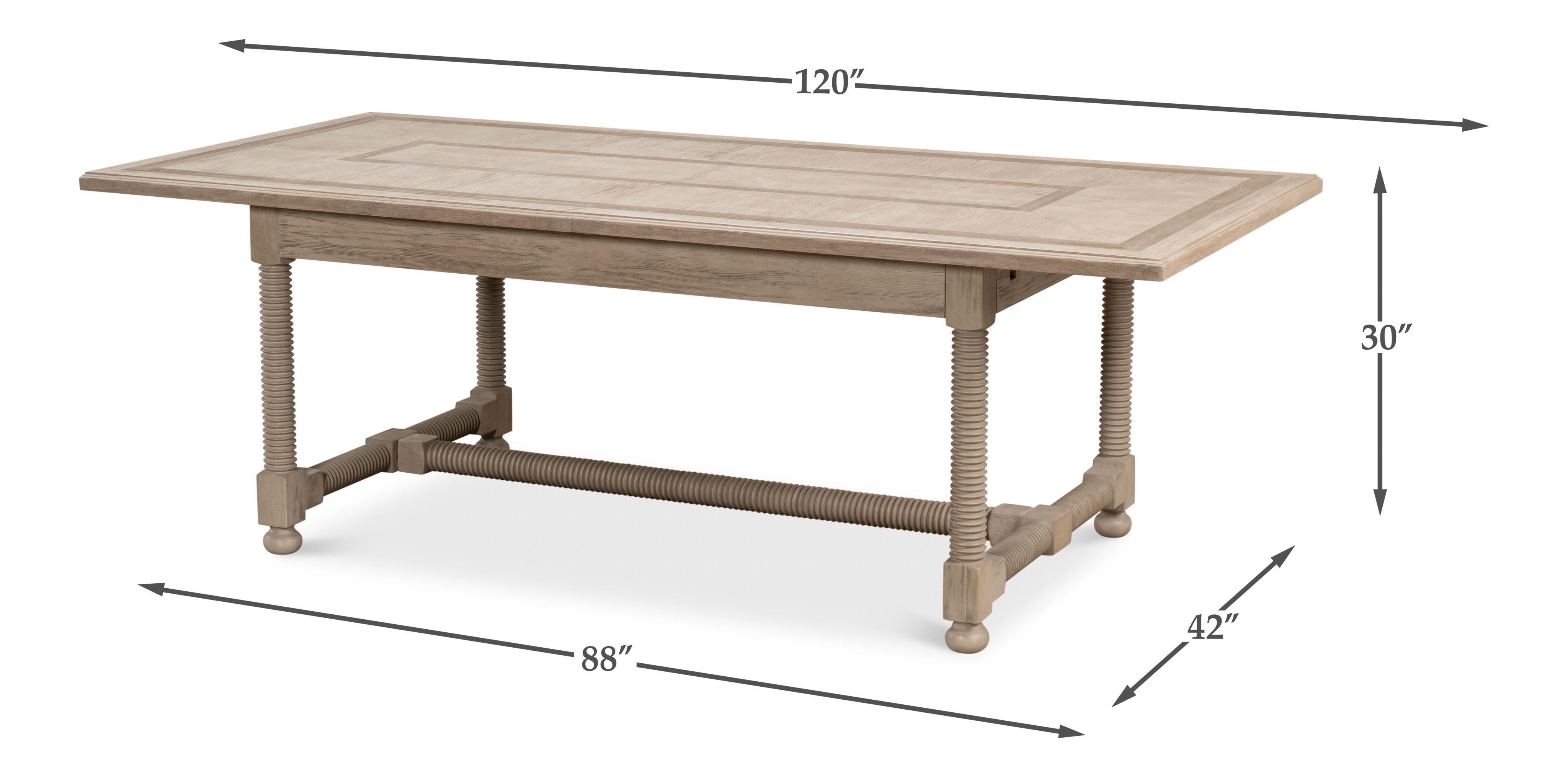 Jurow Equestrian Dining Table, Barn Grey, by Sarreid, 88" length x 42" width x 30" height View 13