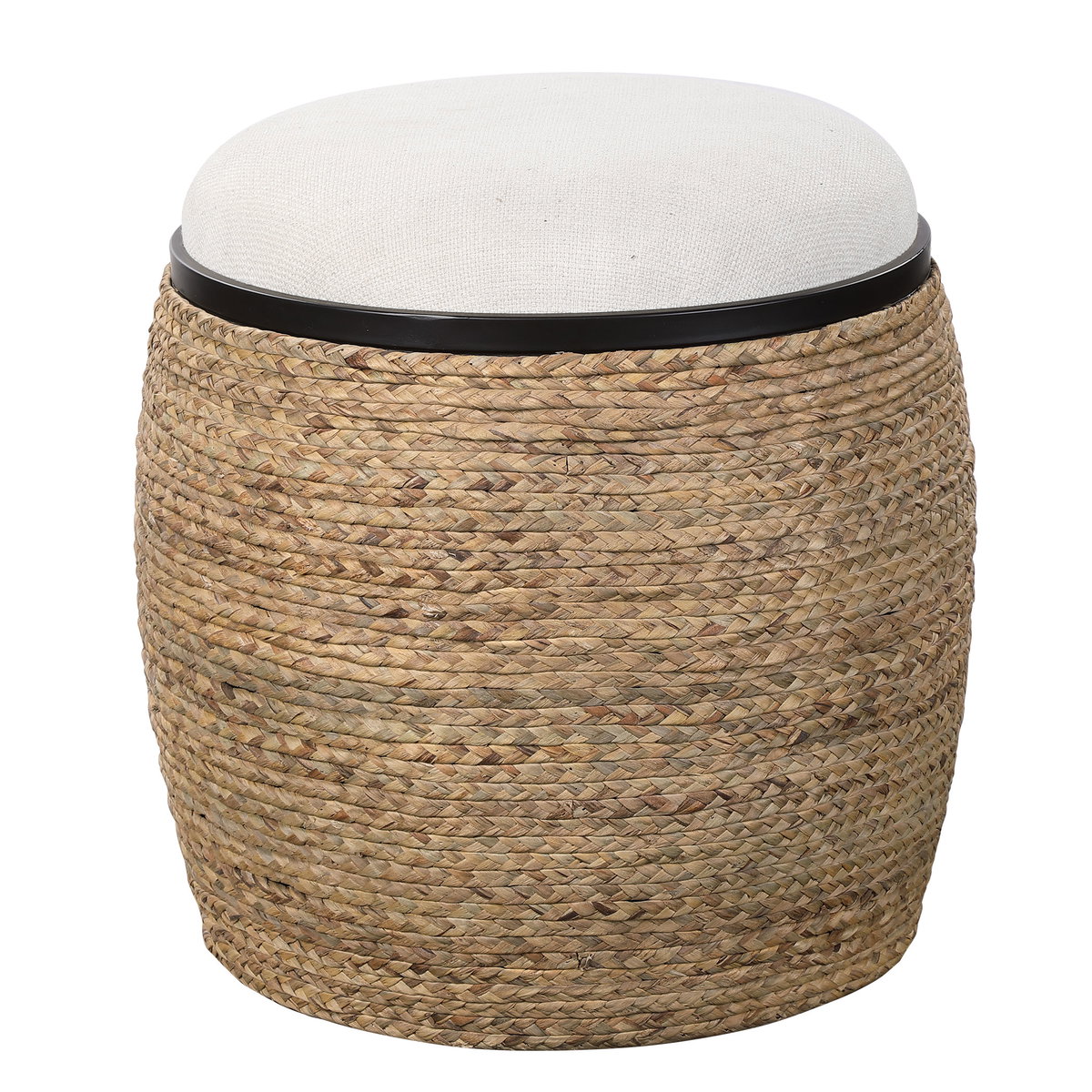 Island Straw Accent Stool, Furniture by Uttermost, 19.5" width x 20.25" height x 19.5" depth View 1