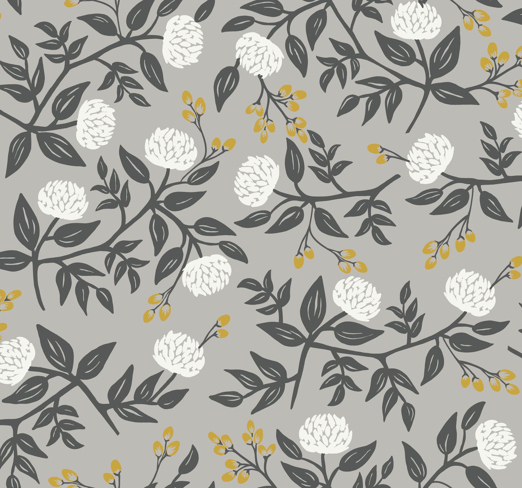 Peonies Grey Wallpaper large image 