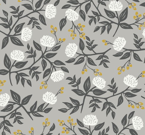 Peonies Grey Wallpaper
