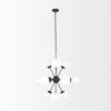 Barbara Matte Black Metal with Frosted Glass Globes 11-Light Chandelier, by Mercana, 31.5" length x 31.5" width x 31.5" height thumbnail 3