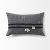 Sibyl 13L x 21W Black Fabric Striped and White Fringed Decorative Pillow Cover thumbnail 8