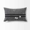 Sibyl 13x21 Black Fabric Striped and White Fringed Pillow Cover, Decorative Pillow by Mercana, 13" length x 21" width x 0.2" height thumbnail 9