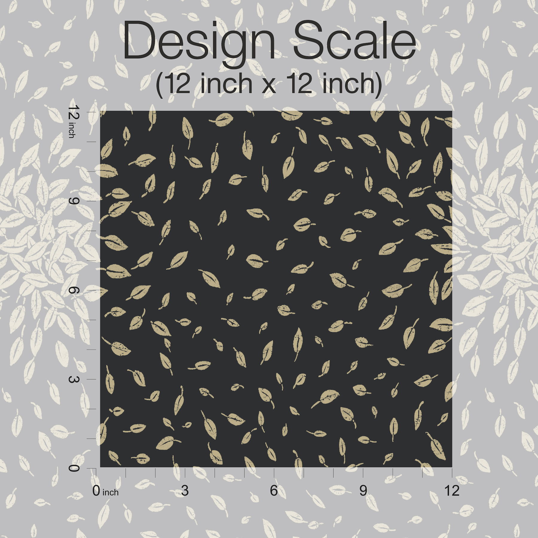 Petite Leaves Black & Gold Wallpaper large image 