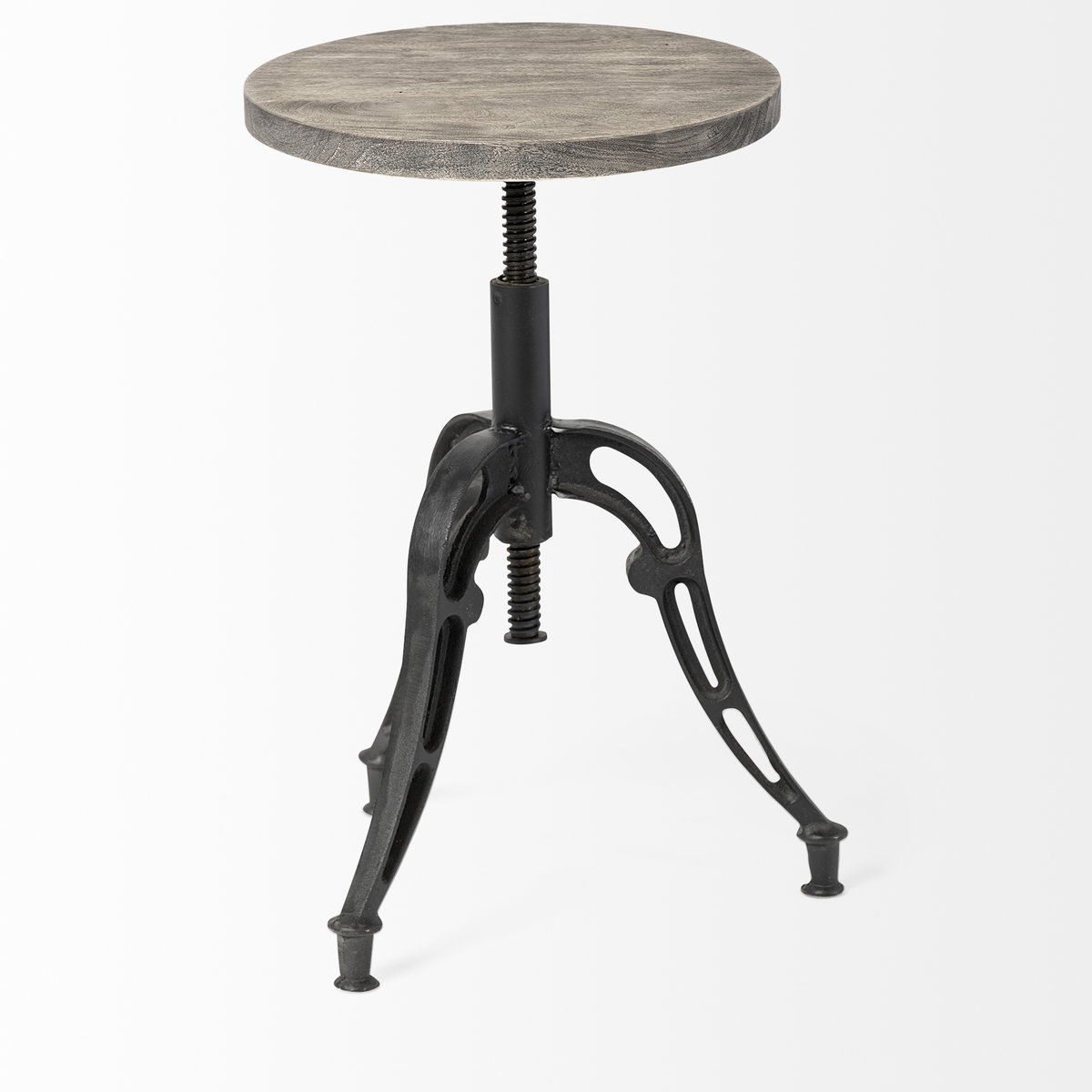 Emslie Backless 19in-25in Seat Counter Stool | Brown Wood with Metal, Counter & Bar Stool by Mercana, 15.75" length x 15.75" width x 26" height View 6