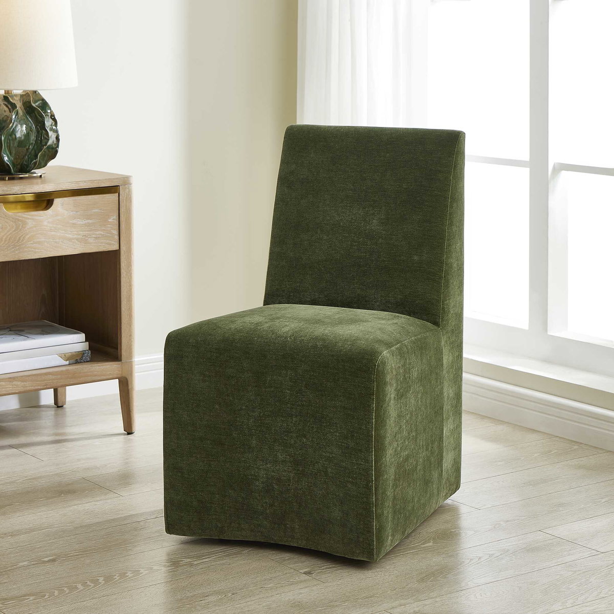 Moro Armless Moss Dining Chair, Accent Chair by Uttermost, 20.5" width x 35" height x 24.75" depth View 2