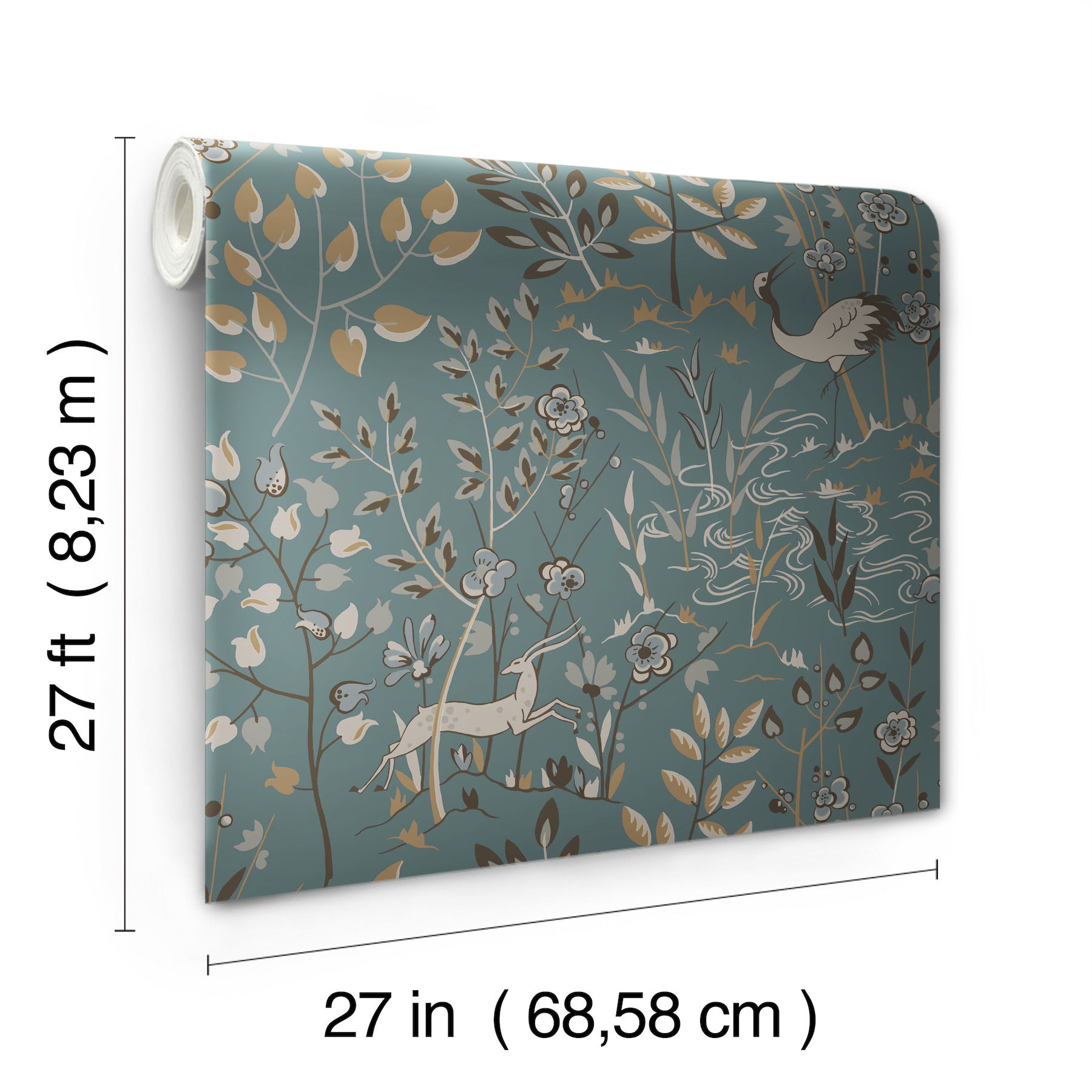 Aspen Teal & Brown Wallpaper, by York Wall, 27' length x 2'3" width x 0.02" depth View 9