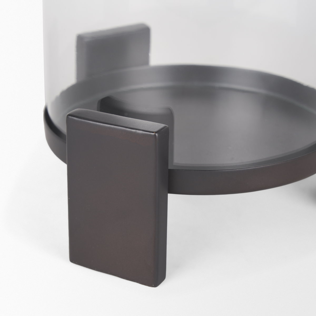 Price Small Matte Black-Brown Metal with Glass Hurricane Candle Holder, Candles & Candle Holder by Mercana, 8" length x 8" width x 11.5" height View 11