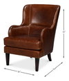 Whitney Distilled Leather Chair Brown, by Sarreid, 2'9" length x 2'2" width x 3'5" height thumbnail 15
