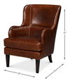 Whitney Distilled Leather Chair,Brown, Seating by Sarreid, 26" length x 33" width x 41" height thumbnail 15