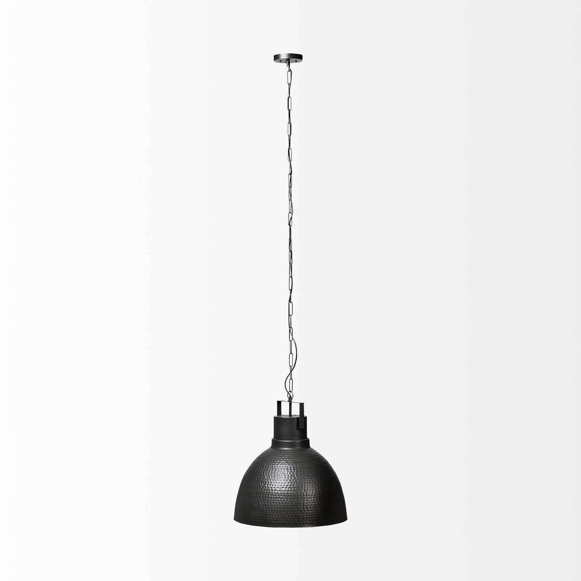Minerva 19x22 Metallic Gray Hammered Detail Pendant Light, by Mercana, 19" length x 19" width x 22" height View 3